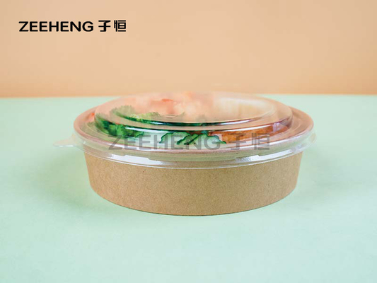 플라스틱 뚜껑이 있는 ZIFEI 생분해성 일회용 갈색 그릇