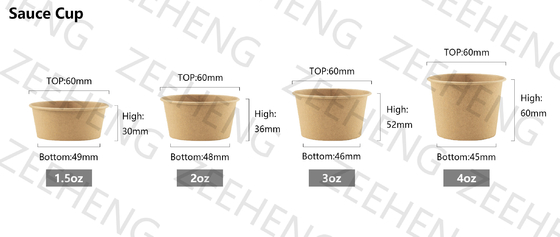 ZH 일회용 크래프트 소스 컵 1.5oz 2oz 3oz 4oz 뚜?? 과 함께 푸딩 성 성찬 용기