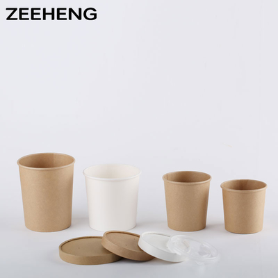 16oz 단 벽 수프 컵 320gsm 태양 종이 40gsm PE 코팅과 뚜?? 으로 만들어졌습니다